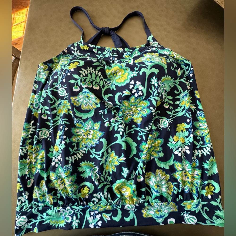 Land’s End Tankini Top, Size 12, Navy with floral print - Picture 4 of 11